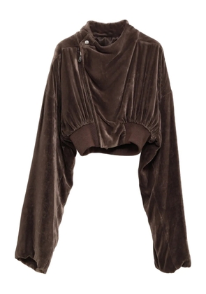 Rick Owens velvet zip-front cropped jacket - Brown