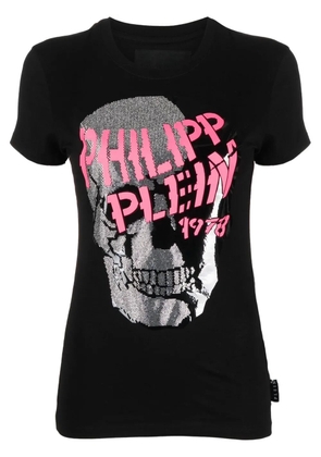 Philipp Plein Skull Strass V-neck T-shirt - Black