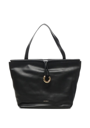 Coccinelle logo-plaque tote bag - Black