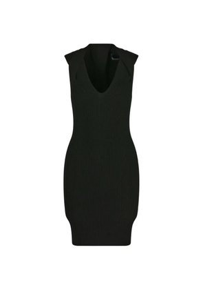Balmain V-neck ribbed mini dress - Black