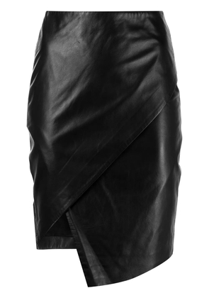 Michelle Mason leather wrap skirt - Black