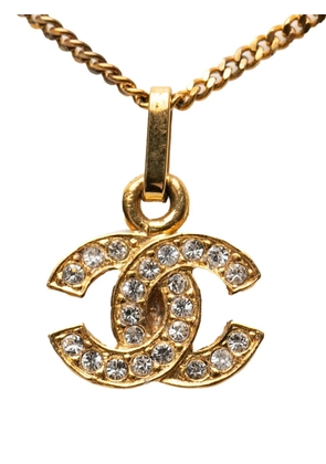 CHANEL Pre-Owned 20th Century Gold Plated CC Rhinestone Pendant Necklace costume necklace