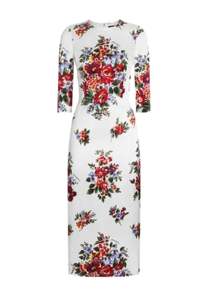 Dolce & Gabbana floral-print split midi dress - White