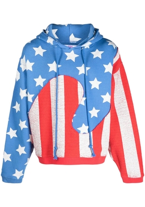 ERL flag-print cotton hoodie - Blue