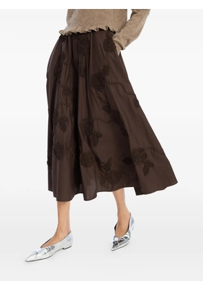 ROTATE BIRGER CHRISTENSEN flower midi skirt - Brown