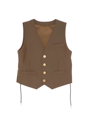 sacai panelled waistcoat - Brown