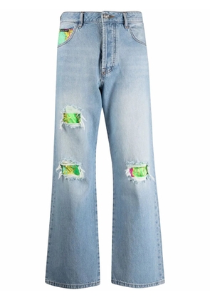 Philipp Plein distressed cropped jeans - Blue