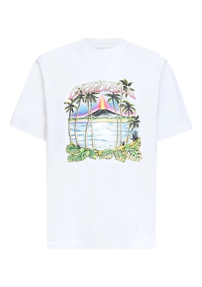 Casablanca volcano-print logo T-shirt - White