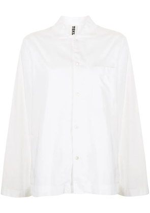 TEKLA poplin long-sleeve pajama shirt - White