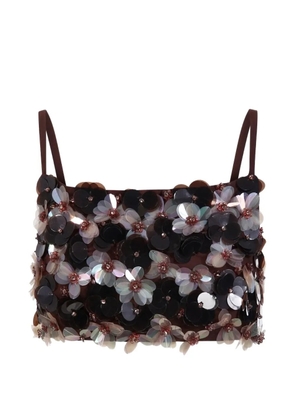 P.A.R.O.S.H. Gym sequinned floral top - Black
