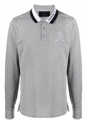 Philipp Plein logo skull print polo shirt - Grey