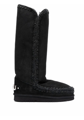 Mou whipstitched sheepskin boots - Black