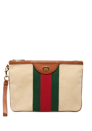 Gucci Pre-Owned 2016-2026 Canvas Interlocking G Web clutch bag - Brown
