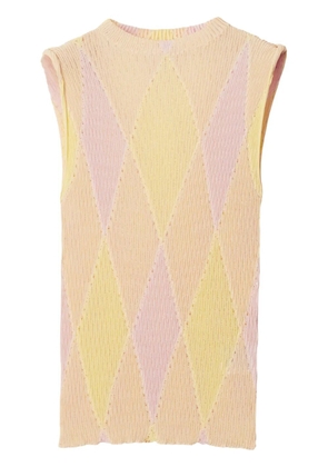 Burberry crew-neck argyle intarsia-knit top - Yellow