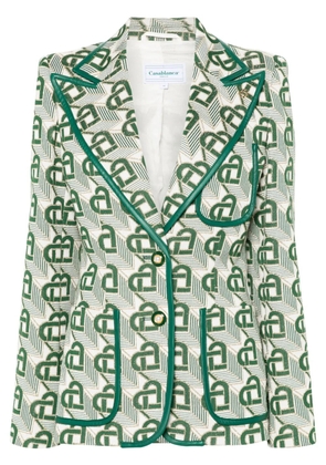 Casablanca Heart-jacquard peak-lapel blazer - Green