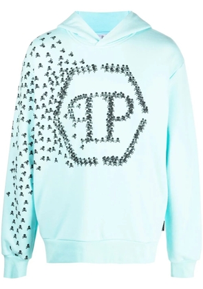 Philipp Plein logo-print detail hoodie - Blue