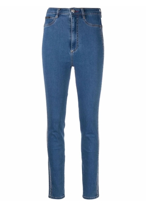 Philipp Plein High Waist crystal jeggings - Blue