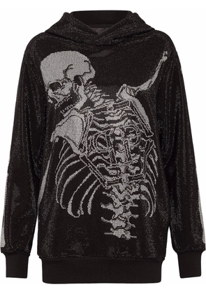 Philipp Plein rhinestone-embellished skeleton hoodie - Black