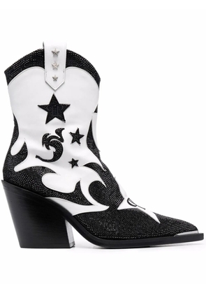 Philipp Plein strass mid-heel cowboy boots - Black