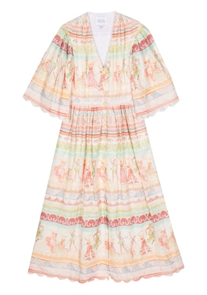 Hayley Menzies broderie anglaise pleated midi dress - Pink