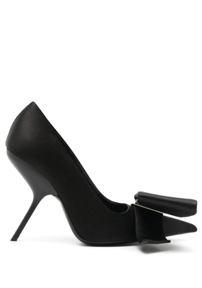 Ferragamo asymmetric bow 105mm silk-satin pumps - Black