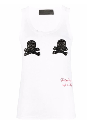 Philipp Plein skull-appliqué tank top - White