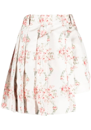 Simone Rocha floral-print asymmetric skorts - Neutrals