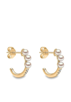 Yoko London 18kt yellow gold Eclipse Akoya pearl and diamond hoop earrings