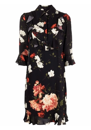 ERDEM Bell floral-print shirt dress - Black