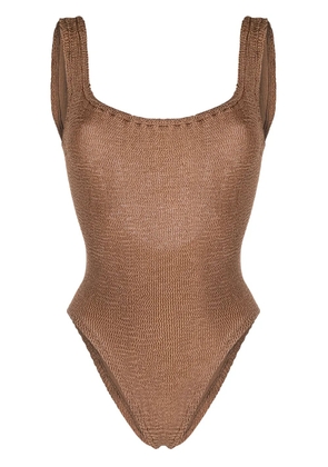 Hunza G knitted low-back swimsuit - Neutrals