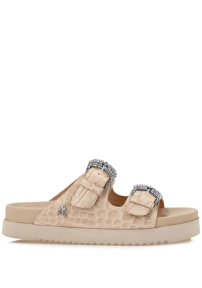 Philipp Plein crocodile-effect leather sandals - Pink