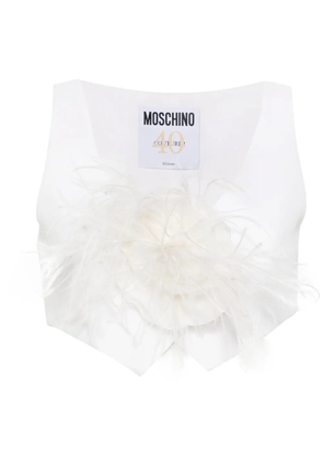 Moschino floral-brooch cropped waistcoat - White