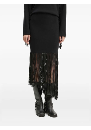 MUNTHE fringe-detail midi skirt - Black
