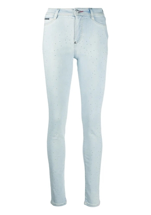 Philipp Plein high-waisted crystal jeggings - Blue