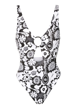 Amir Slama floral-print cut-out swimsuit - Multicolour