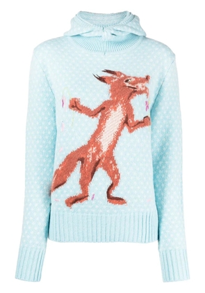 Maison Kitsuné printed knit hoodie - Blue