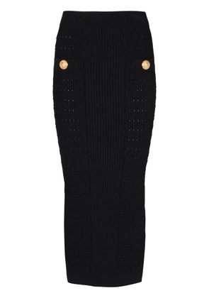 Balmain ribbed-knit pencil skirt - Black