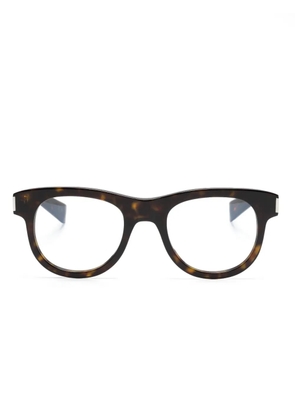 Saint Laurent Eyewear tortoiseshell-effect round-frame glasses - Brown