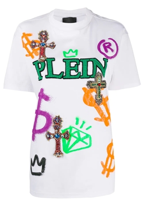 Philipp Plein embroidered baroque T-shirt - White