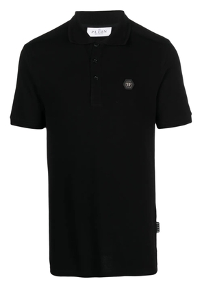 Philipp Plein logo_patch short-sleeved polo shirt - Black