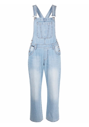 Philipp Plein logo-patch denim dungarees - Blue