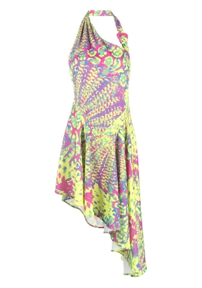 Versace Jeans Couture abstract-print asymmetric-hem dress - Yellow