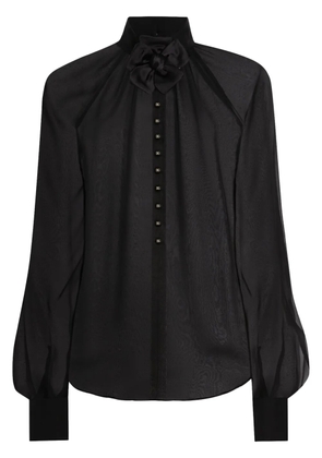 Dolce & Gabbana floral-appliqué shirt - Black