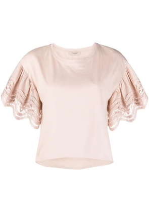 TWINSET lace-trim T-shirt - Pink