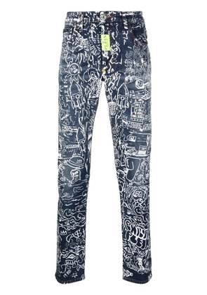 Philipp Plein all-over graphic-print jeans - Blue