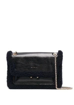 Marni shearling-trim shoulder bag - Black