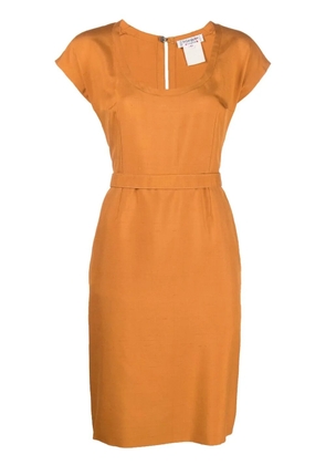Saint Laurent Pre-Owned 1980s scoop-neck silk dress - Orange