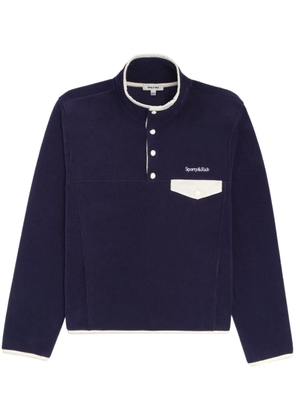 Sporty & Rich logo-embroidered buttoned sweatshirt - Blue