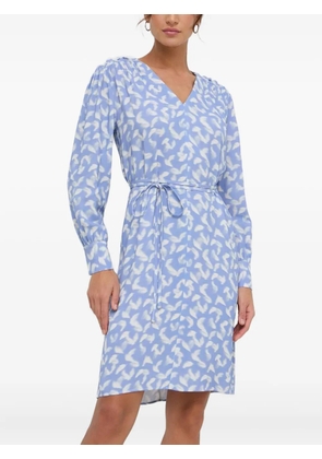 BOSS V-neck feather-print mini dress - Blue