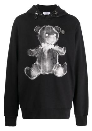 Philipp Plein teddy print cotton hoodie - Black
